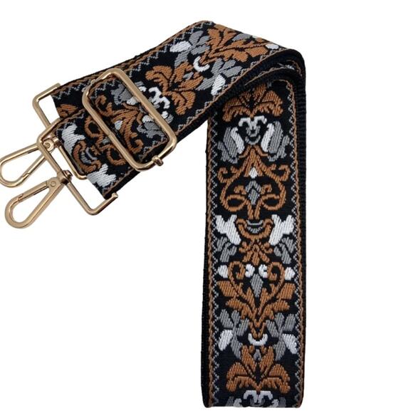 Alba Embroidered Bag Strap Gold Hardware Parisian Inspired Boho 2” Wide | NWT - Picture 2 of 6